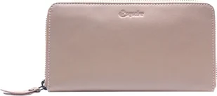 Skórzany portfel Esquire Peru Zip Around Wallet Taupe beżowy - Portfele - miniaturka - grafika 1