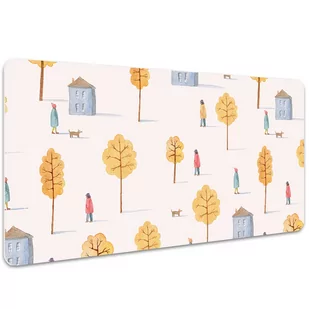 Mata ochronna na biurko Domy wśród drzew 100x50 cm, Dywanomat - Podkładki na biurko - miniaturka - grafika 1