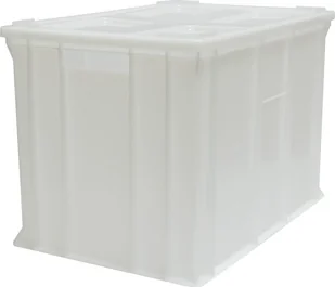 Artech Pojemnik transportowy EURO 410 z pokrywą, dno i ścianki pełne wym. 600 x 400 x 410 mm biały - Pojemniki przemysłowe - miniaturka - grafika 1