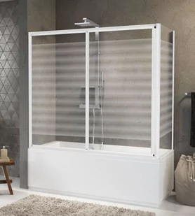 Novellini Aurora 2PV4 Parawan dwuczęściowy przesuwny 138-144x150 cm profile białe szkło przezroczyste AURORA2PV138-1A - Parawany nawannowe - miniaturka - grafika 1
