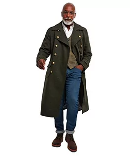 Płaszcze męskie - Joe Browns Męski długi płaszcz w stylu wojskowym zapinany na guziki, ZIELONY, XL - grafika 1