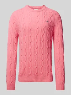 Sweter z dzianiny z wzorem warkocza - Swetry męskie - miniaturka - grafika 1