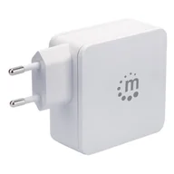 Ładowarki do telefonów - Manhattan Ładowarka Sieciowa Power Delivery 3.0 USB-C 60W 5-20V) USB-A 5V 2.4A Biała - miniaturka - grafika 1