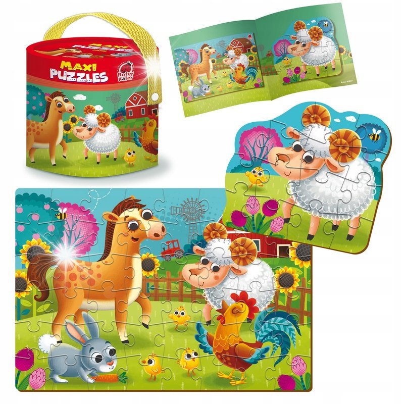 Gra Edukacyjna Maxi Puzzle 2w1 Farma Obrazki Układanka Roter Kafer 60 Elem