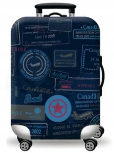 POKROWIEC NA BAGAŻ WALIZKĘ OCHRONNY GRANATOWY WZORY TRAVEL M - Akcesoria podróżnicze - miniaturka - grafika 1