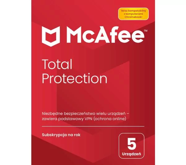 McAfee Total Protection 5 PC / 1 rok wersja 2023 [kod aktywacyjny]