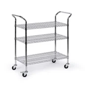 Wózki magazynowe - Wózek z półkami, 3x półki druciane, 900 x 450 x 1050 mm - miniaturka - grafika 1