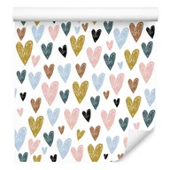 Tapety - Tapeta Ścienna SERDUSZKA Styl Skandynawski Szkic 0,53m x 10m - miniaturka - grafika 1