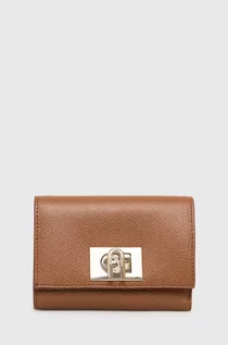 Portfele - Furla portfel skórzany damski kolor brązowy - grafika 1