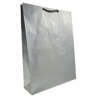 Akcesoria do pakowania - torby papierowe laminowane SREBRNE na prezent 30x9x40 zestaw 10szt torebek - miniaturka - grafika 1