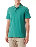 Koszulki męskie - camel active Męska koszulka polo z krótkim rękawem z czystej bawełny, zielony (Fir Green), S - miniaturka - grafika 1