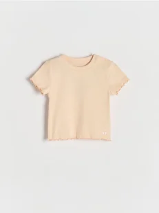 Reserved - Prążkowany t-shirt - beżowy - Bluzki dla niemowląt - miniaturka - grafika 1