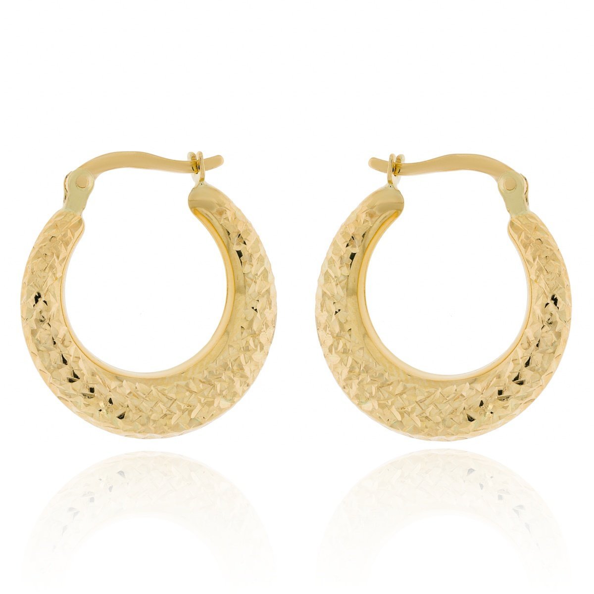 Złote kolczyki grawerowane koła kółka pr. 585