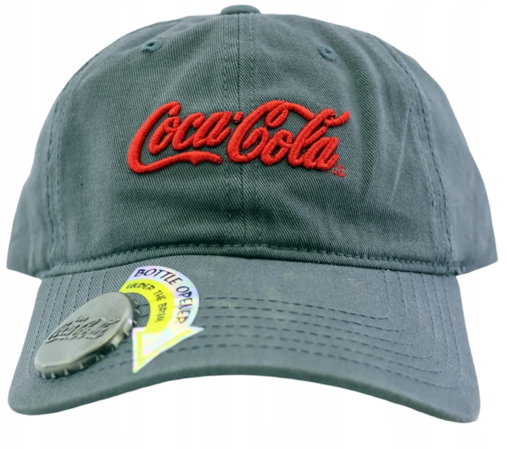 Czapka z daszkiem męska Otwieracz do kapsli Coca Cola 54-59cm Haft Szara