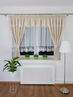 Firany - FIRANA ZESTAW OKIENNY Z ZASŁONAMI FIRANKA GOTOWA DO SALONU BEŻ NA TAŚMIE - miniaturka - grafika 1