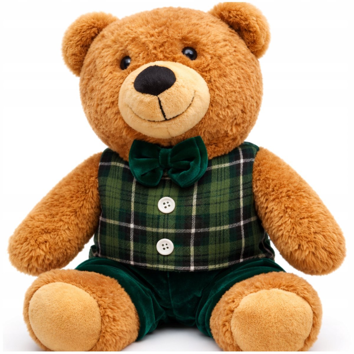 Miś pluszowy maskotka przytulanka prezent miś w ubranku kratka zielona 30 cm