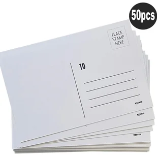 TEMU 50 sztuk/paczka, Puste Pocztówki, Białe Pocztówki 4x6 cali, Zestaw Pustych Pocztówek, Kartki Papierowe, Luźne Pocztówki - Inne - miniaturka - grafika 1