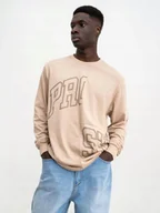 Koszulki męskie - KOSZULKA Z DŁUGIM RĘKAWEM Longsleeve Z Nadrukiem Męski BEŻOWY Prosto M - miniaturka - grafika 1