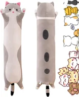 Maskotki i pluszaki - Pan i Pani Gadżet Maskotka dla dziecka długi kotek pluszak przytulanka XXL 50CM SZARY - miniaturka - grafika 1