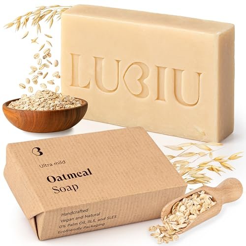 lubiu Mydło owsiane - 100 g naturalne ręcznie robione mydło - delikatne organiczne mydło do rąk i dzieci oraz solidne mydło do ciała - naturalne mydło organiczne