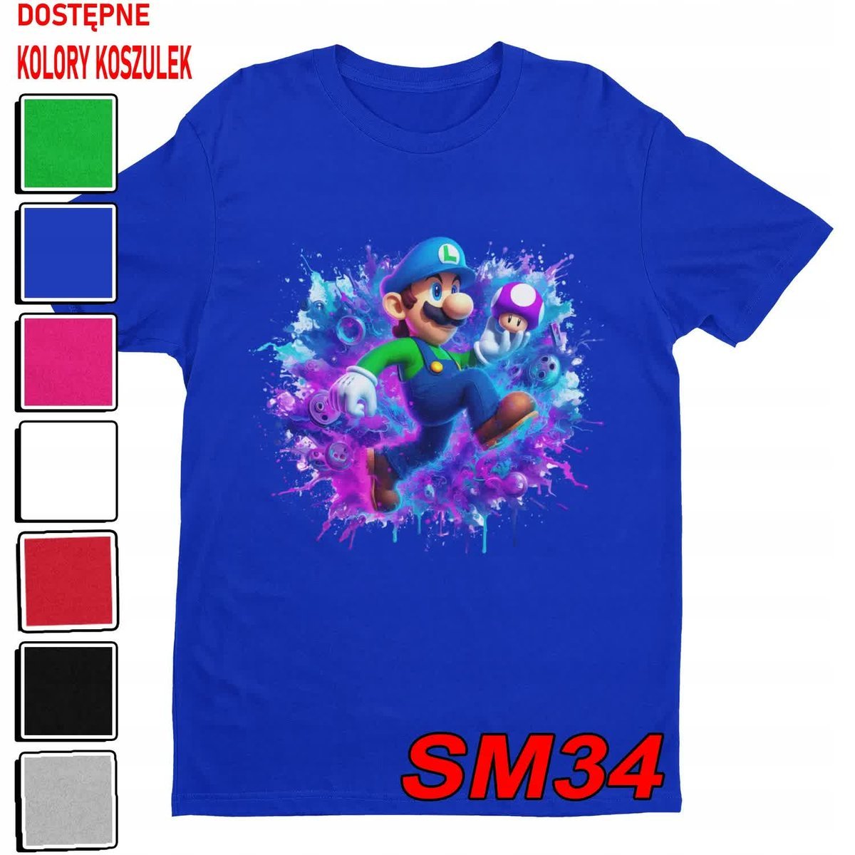 T-Shirt Koszulka Dziecięca Super Mario Bros Bajki Gry Luigi -M 134-140