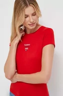 Koszulki sportowe damskie - Tommy Jeans t-shirt damski kolor czerwony - miniaturka - grafika 1