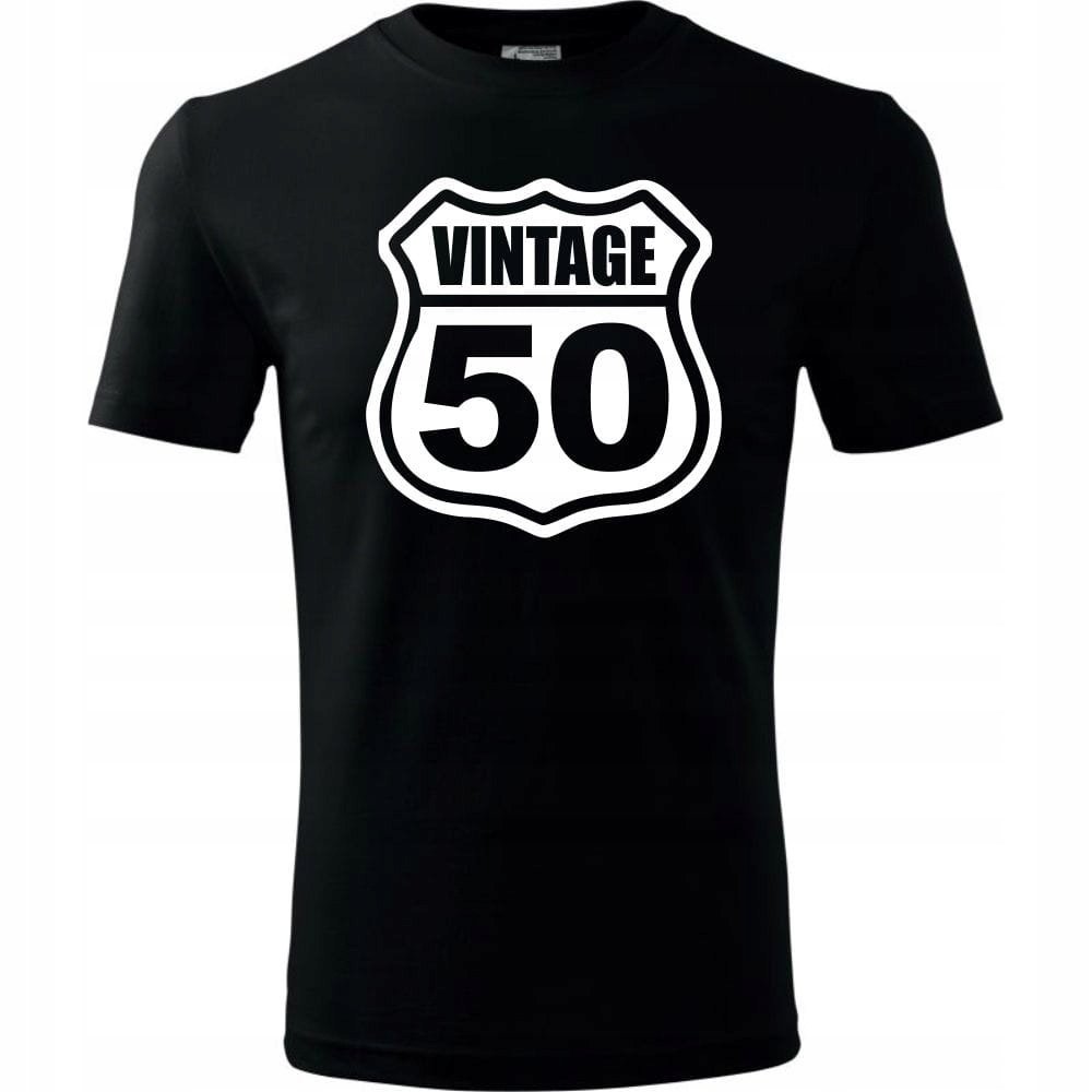Męska Koszulka z Nadrukiem vintage 50 na Prezent Urodziny Idealny dla Niego czarny XL