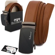 Paski - Pasek męski skórzany klamra automatyczna brązowy Beltimore A47 brązowy, beżowy r.115-130 cm - miniaturka - grafika 1