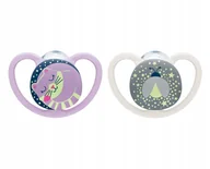 Smoczki uspokajające - Nuk 730578 SMOCZEK USPOKAJAJĄCY SILIKONOWY SPACE NIGHT 0-6 2SZT/PUD - miniaturka - grafika 1