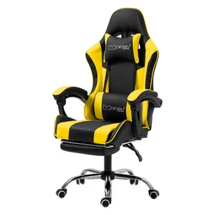 Fotel do gier z masażem ML-Design czarny/szary skóra PU ML-Design - Fotele Fotel do gier z masażem ML-Design czarny/szary skóra PU ML-Design - Fotele - miniaturka - grafika 1