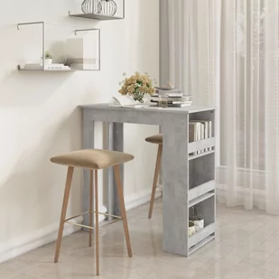 shumee shumee Stolik barowy z półkami szarość betonu 102x50x103,5 cm - Ławy i stoliki kawowe - miniaturka - grafika 1