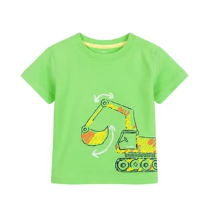 Bluzki dla niemowląt - T-shirt dla dziecka do 2 lat, z koparką, zielony - grafika 1