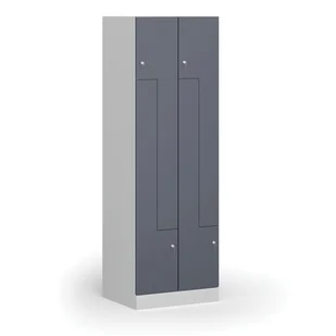 Szafka ubraniowa Z, 4-drzwiowa, 1850 x 600 x 500 mm, zamek cylindryczny, drzwi ciemnoszare - Szafki BHP - miniaturka - grafika 1
