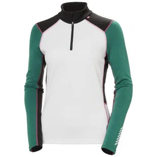 Helly Hansen Lifa Merino Midweight 1/2 Zip, damski, zielony/biały - Koszulki sportowe damskie - miniaturka - grafika 1