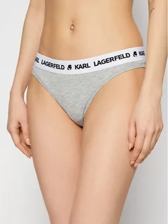 Majtki damskie - KARL LAGERFELD Stringi Logo 211W2110 Szary - grafika 1