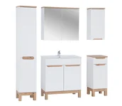 Meble łazienkowe - Zestaw łazienkowy z umywalką i koszem na pranie, Bali, biały, połysk - miniaturka - grafika 1