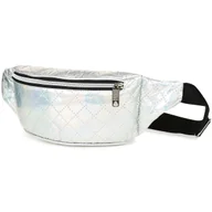 Nerki - Nerka Duża Saszetka Biodrówka Lakostka Holo Pikowana Srebrna X91 Szary, Srebrny - miniaturka - grafika 1