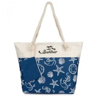 Torebki damskie - Torba plażowa duża SUMMER granatowa z saszetką na telefon - miniaturka - grafika 1