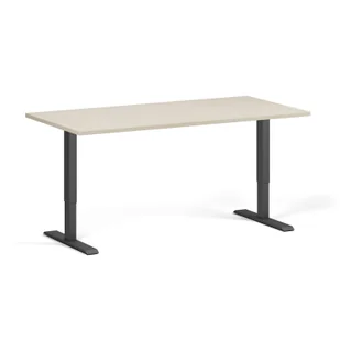 Stół z regulacją wysokości, 1 silnik, 745 - 1235 mm, blat 1600 x 800 mm, podstawa czarna, brzoza - Biurka - miniaturka - grafika 1