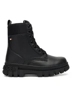 Buty dla chłopców - Tommy Hilfiger Trapery Lace-Up Bootie T3A5-34046-1695 S Czarny - miniaturka - grafika 1