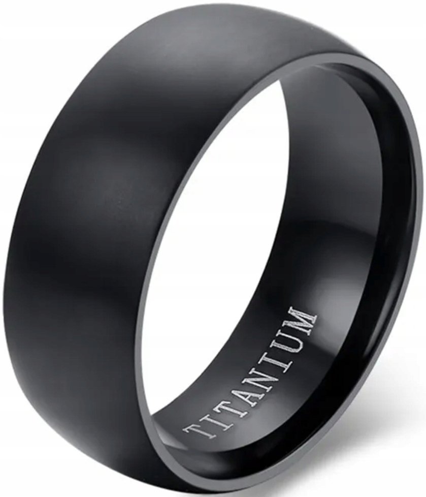 Obrączka z Tytanu Czarny Tytanowy Soczewka Titanium Tytan Sygnet