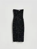Sukienki - Reserved - Cekinowa sukienka midi - czarny - miniaturka - grafika 1