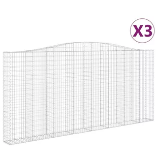 VIDAXL Kosze gabionowe, 3 szt, 400x30x180/200 cm, galwanizowane żelazo - Ogrodzenia - miniaturka - grafika 3