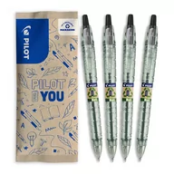 Długopisy - Zestaw 4 czarnych długopisów olejowych PILOT B2P - miniaturka - grafika 1