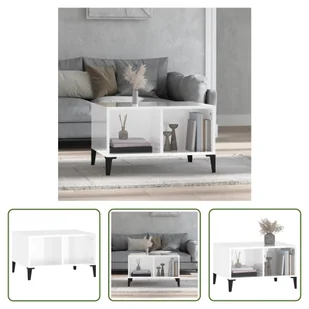 The Living Store stolik kawowy biały wysoki połysk 60x50x36,5 cm materiał drewnopochodny - Ławy i stoliki kawowe - miniaturka - grafika 1