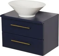 Szafki łazienkowe - Szafka łazienkowa granatowa 60cm BELLI GOLD z blatem i umywalką - miniaturka - grafika 1