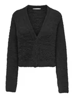 Swetry damskie - ONLY Onliggy Ls Crop damski kardigan z dekoltem w serek, czarny, M - miniaturka - grafika 1