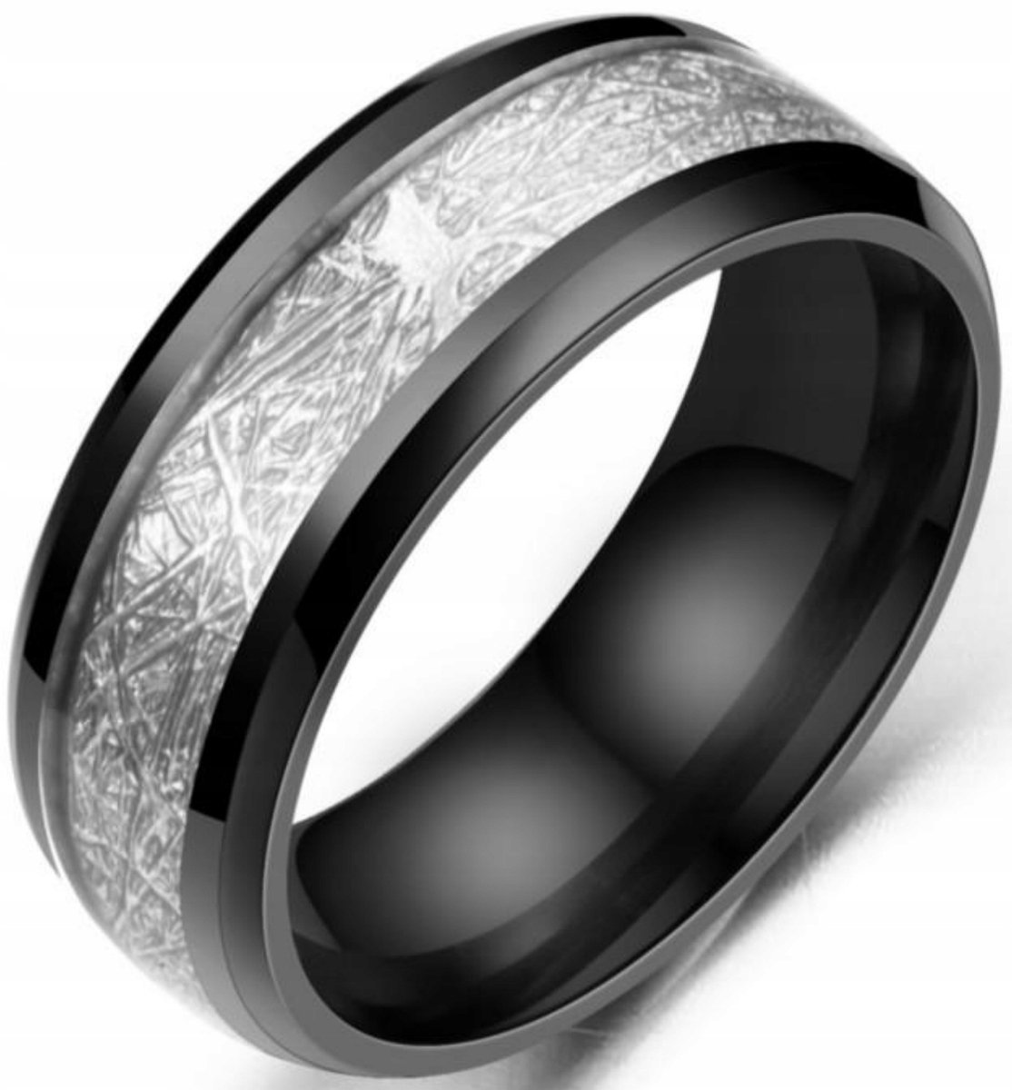 Pierścień Czarny Lodowy Frozen Szron Cyrkon Sygnet