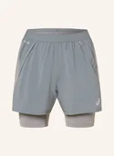 Spodenki damskie - Asics Szorty Do Biegania 2 W 1 Road grau - miniaturka - grafika 1