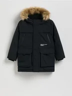 Kurtki i płaszcze dla chłopców - Reserved - Ocieplana kurtka z kapturem - czarny - miniaturka - grafika 1